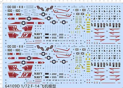 1/72  F-14 F-14A TOMCAT VF-1 Wolf Pack Squadron VF-14 VF-32 Markings Water Decal • $21.14