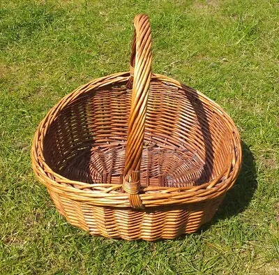 £16 • Buy Vintage Handmade Willow Wicker Shopping Basket Trug Flower Fruit Veg Egg Storage