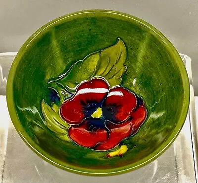 Art Pottery Moorcroft Glossy Garden Pansy Trinket  Finger Bowl Dish England Vgc • $28.88