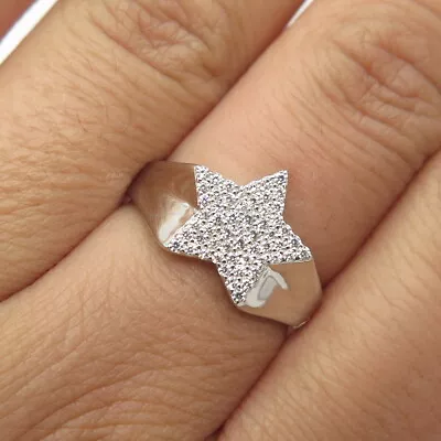 925 Sterling Silver C Z Signet Star Ring Size 7 • $24.99