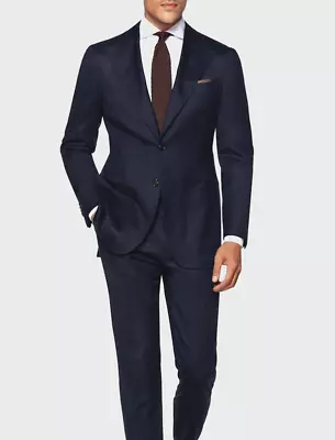 SUITSUPPLY LAZIO Navy Blue Full Suit 44R Super 110s Perennial Wool Slim Fit • $249.99