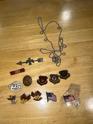 Vintage- Lot Of 13 Lapel Pins Military Honor Pins Necklace Metal Decor 🇺🇸 • $10