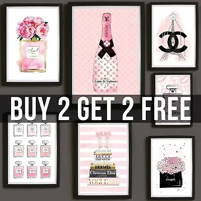 Pink Fashion Wall Art Posters Designer Bag Shoes Book Makeup Poster Gallery Wall • £5.99