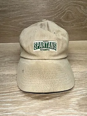 Vintage Michigan State Strapback Hat Tan Corduroy 90s USA Hat Spartan Spellout • $7