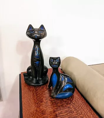 2 Manuel Felguerez Black Cat Studio Pottery Art Sculptures Mcm Modernist Oaxaca • $860