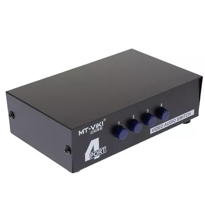 4 Port 4 Input 1 Output Video Audio AV Switch Selector Splitter Box Black • £17.12