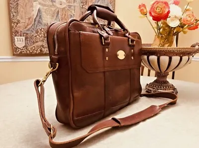J W HULME   FREMONT  Heavy  Leather  Briefcase / Messenger Bag - AMERICAN Made • $375