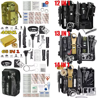 Survival Gear Kit Camping Tactical Defend Tools Outdoor Emergency SOS EDC Case • $34.99