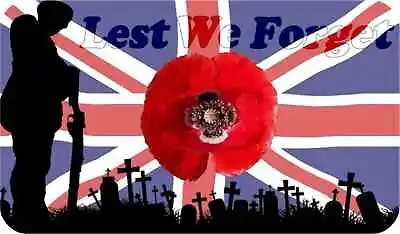 Lest We Forget Union Jack Military Rectangle Fridge Magnet Fantastic Souvenir • £3.99