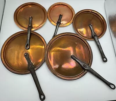 5 Anitque Copper Made In France Sauce Pan Covers • $175