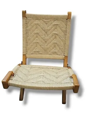 Vintage Mid-Century Hans Wegner Style Folding Rope Lounge Chair  NICE CONDITION! • $475