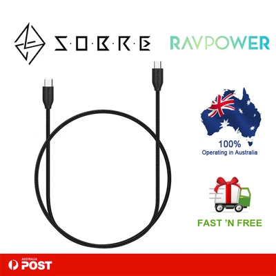 $25.95 • Buy RAVPower USB-C Cable Type-C To Type-C Nylon Braided  Fast Charging 3ft/0.9m