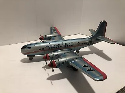 Antique Linemar  Marx American Airlines DC7  Tin Friction Airplane 19 WS • $240
