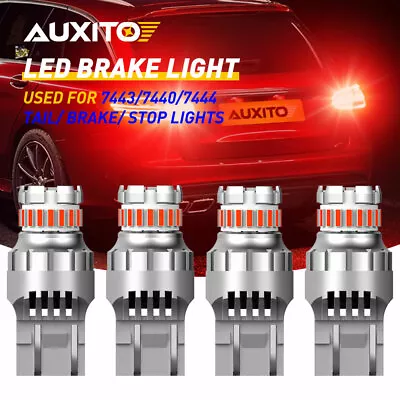 4x AUXITO 7443 7440 Brake Tail Stop Light Red Flash Strobe Blinking LED Bulbs US • $21.99