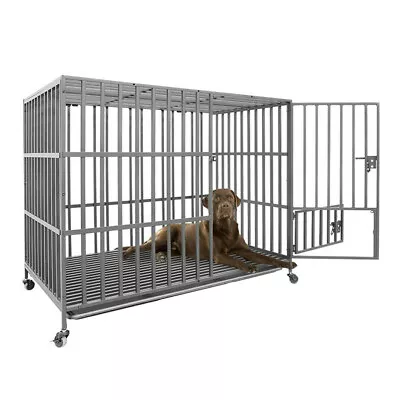 Heavy Tube 3-Door 42 46  Pet Dog Cage Crate Playpen With Lockable Wheels & Tray • $209.90