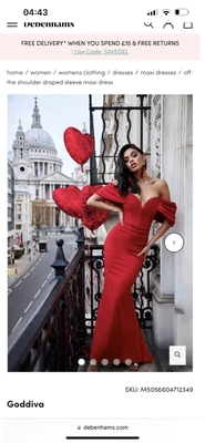£34.99 • Buy Red Prom Dress Size 8-10, Ball Gown, GODDIVA