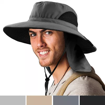 Outdoor Hiking Fishing Hat Summer Sun Protection Wide Brim Boonie Shade 50+ UPF • $18.99