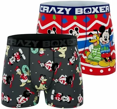Mickey Mouse Boxer Briefs Mens Large 36-38 Crazy 2-Pair Disney Christmas Gift • $18.69