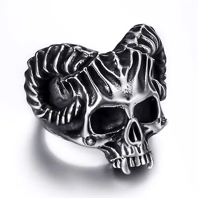 Satan Demon Devil Skull Ring Men Stainless Steel Rings Vintage Jewelry Size 8-13 • $8.99
