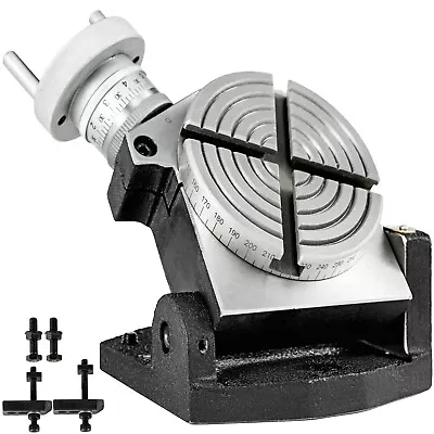 VEVOR Rotary Table Horizontal Vertical Tilting 4-Slot 100mm For Milling Machine • £83.99