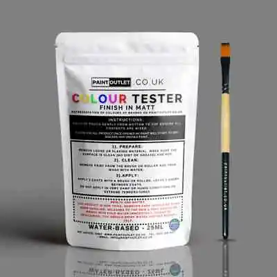 HQC Sample Colour Tester Pot With Brush - 25ml Paint Wall & Ceilings Matt • £5.46