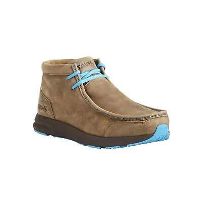 Ariat® Men's Spitfire Brown Bomber/Blue Moccasin Boots 10021690 • $119.95