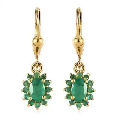 1.30 Ctw Kagem Zambian Emerald In Vermeil Yellow Gold Over 925 Silver Earrings • $199.97