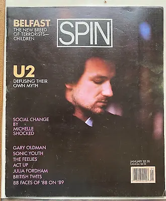 1989 Spin Magazine. U2 Cover Issue-Belfast Kid Terrorists; The Feelies; More • $6.95
