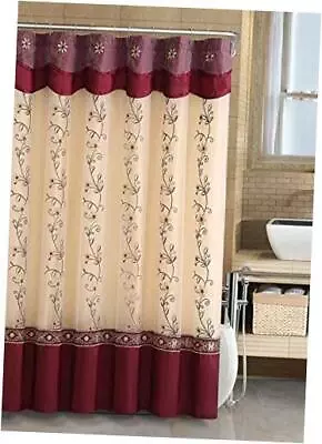  VCNY Luxurious Daphne Embroidered Sheer & Taffeta Fabric Shower Burgundy • $39.98