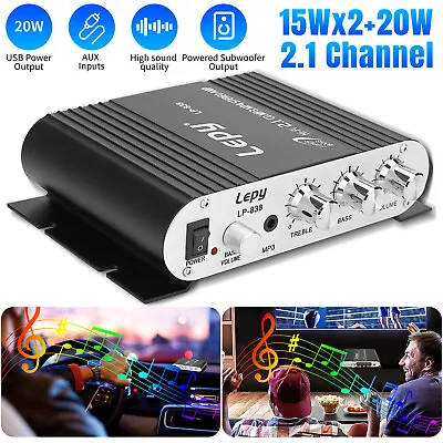 500W 12V 2.1Channel Powerful Car Stereo Audio Power Amplifier HiFi Bass Amp Home • $18.98