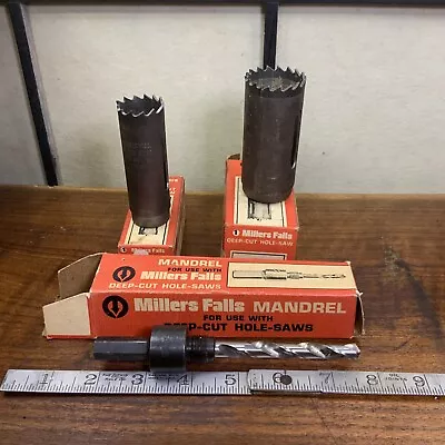 VINTAGE MILLERS FALLS Mandrell Bit & 2 Hole Saws Original Boxes. • $40