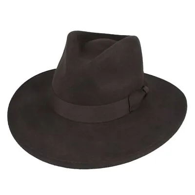 Fedora Felt Wide Brim Hat Vintage Cowboy Brimmed Hat • £44.99