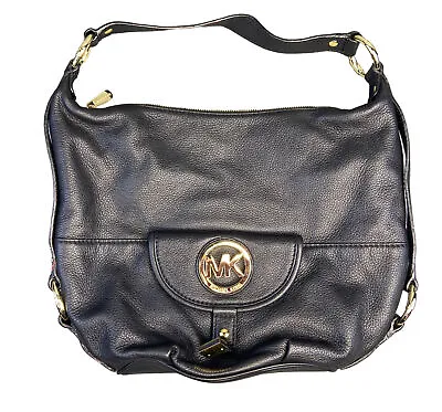 Michael Kors Fulton Large Leather Shoulder Bag Black • $150