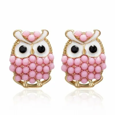 Vintage Betsey Johnson Pink Little Owl Faux Pearls Post Earrings New 3/4  • $6.95