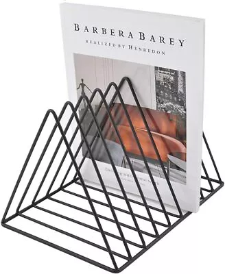 9 Slot Metal Triangle Bookshelf Magazine Holder Desktop File Sorter Black Decor  • $12.99