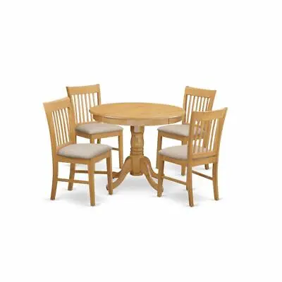 ANNO5-OAK-C 5 Pc Dinette Table Set - Small Kitchen Table And 4 Dining Chairs • $431.63