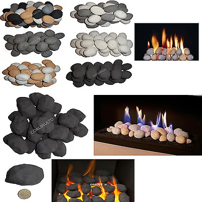 Gas Fire Pebbles Coals Replacement Electric  Display Ceramic Stones Cast Coals • £13.99