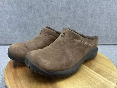 Merrell Encore Ice Clogs Mules Chocolate Slip On Faux Fur Lined Size 7 Nonslip • $30