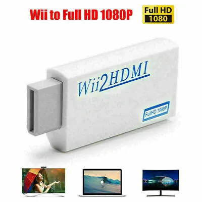 Portable Wii To HDMI Wii2HDMI Full HD Converter Audio Output Adapter TV WHITE • $4.28