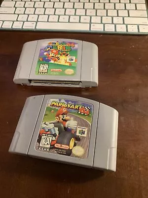 AUTHENTIC Mario Kart & Super Mario 64 Nintendo N64 Video Game Lot TESTED WORKING • $105