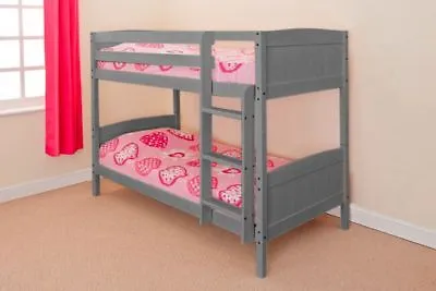 Wooden Bunk Bed Kids Childrens Single PINEWHITE Or GREY 2ft6 Shorty 3ft Single • £179.99