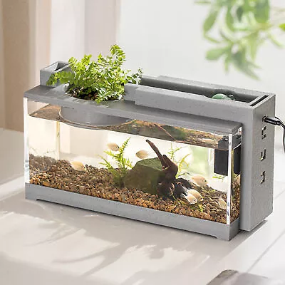 Mini Fish Tank Beta Fish Tank Decorative Retro Small Fish Tank With Air Pump • $75.43