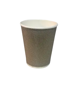 12oz Kraft Ripple Paper Coffee Cups Disposable Triple Wall Brown Black • £2.99