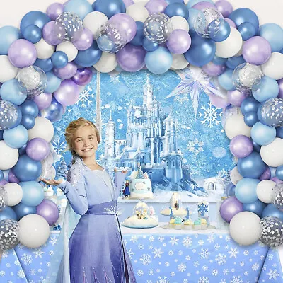 $9.73 • Buy Blue White Frozen Balloon Garland Arch Kit Snowflake Home Birthday Party Decor