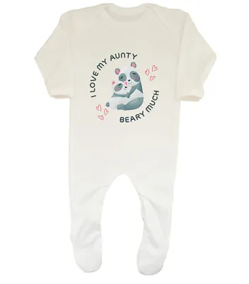 I Love My Aunty Beary Much Cute Panda Baby Grow Sleepsuit Boys Girls • £9.99