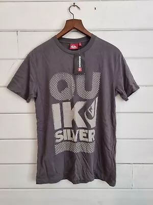 Quicksilver Smoke Grey Graphic Front Print Cab Tee T-Shirt Men's Size Medium NEW • £15.95