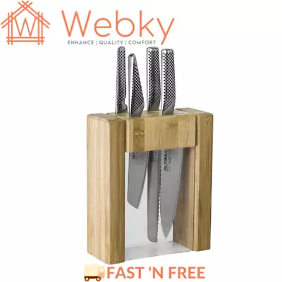 Global Ikasu V 5 Piece Knife Block Set Made In Japan Bamboo Storage Block • $339