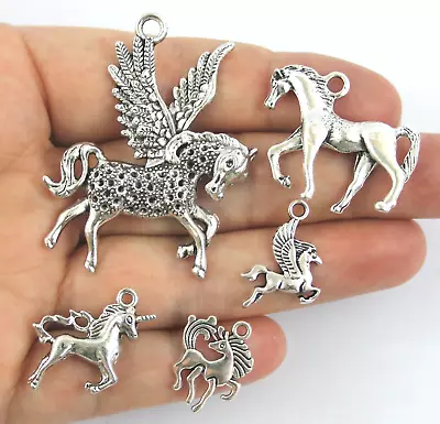 Mixed Unicorn Horse Pegasus Selection Charm Kit -  Craft Card Jewellery Beads • £5.95