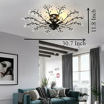 Vintage Crystal Pendant Lamp Flower Ceiling Light Fixture Chandelier Bedroom NEW • $83.60