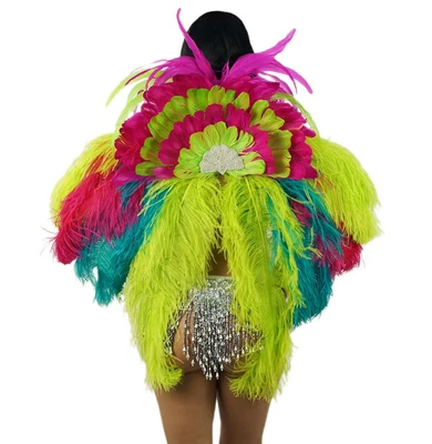$74.95 • Buy Zucker Carnival Back Feather Backpack Showgirl Dancer Ostrich Goose Pink Lime